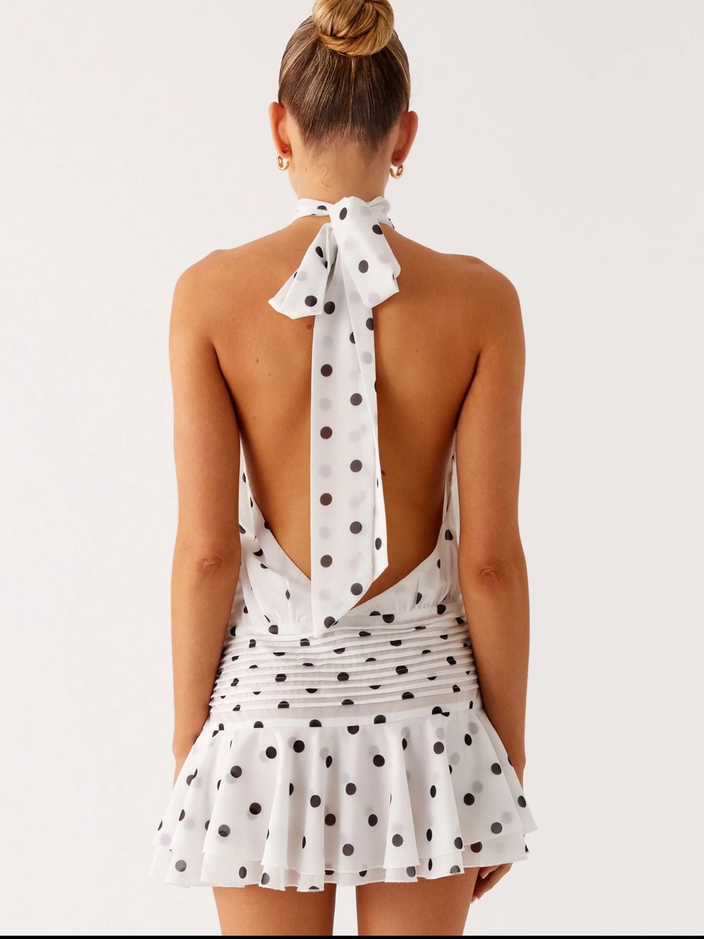 Peppermayo White Polka Dot Halter Mini Dress - Picture 3 of 12